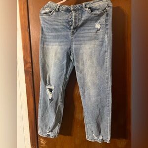 Vanilla Star Light Blue Distressed Cropped Jeans